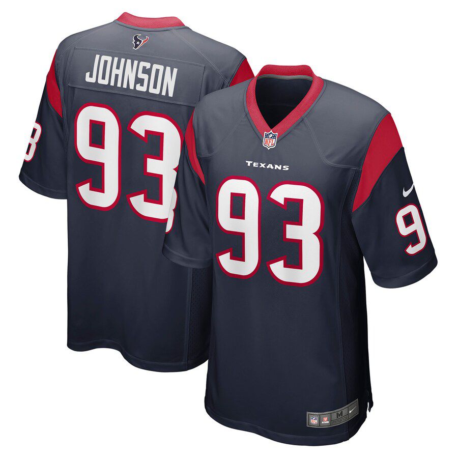 Men Houston Texans 93 Jaleel Johnson Nike Navy Game NFL Jersey